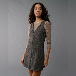 AMERICAN EAGLE Zip-Up Mini Dress Wool Blend in Brown Sz XS NWT